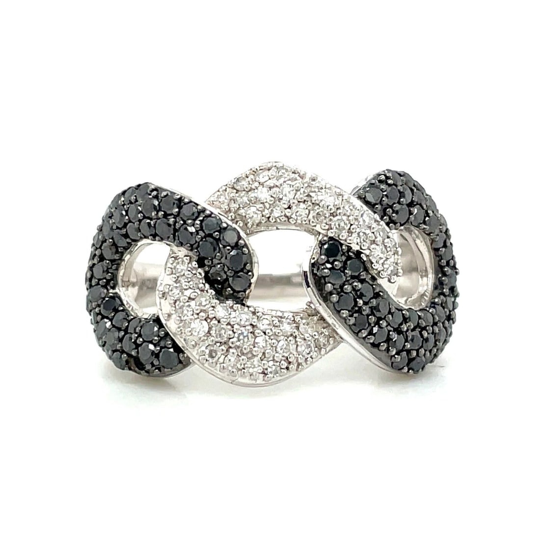 1 CT T.W. ENHANCED BLACK AND WHITE DIAMOND INTERLOCKING LOOPS RING IN STERLING (1 of 2)