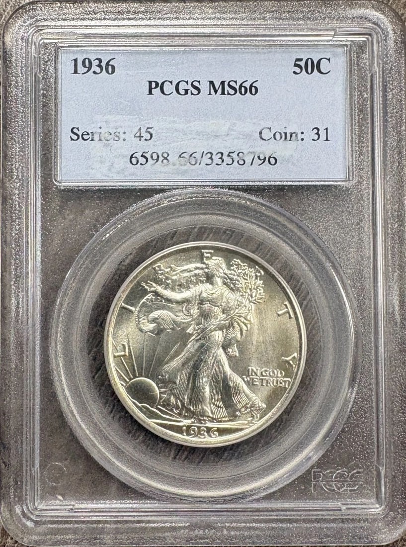 1936 WALKING LIBERTY HALF DOLLAR 50C, PCGS MS66, GEM UNCIRCULATED BU: 1936 WALKING LIBERTY HALF DOLLAR 50C, PCGS MS66, GEM UNCIRCULATED BU 1936 Walking Liberty Half Dollar 50C, PCGS MS66, Gem Uncirculated BU THE ITEM(S) IN THE PHOTO(S) IS THE EXACT ITEM(S) YOU WILL RECE