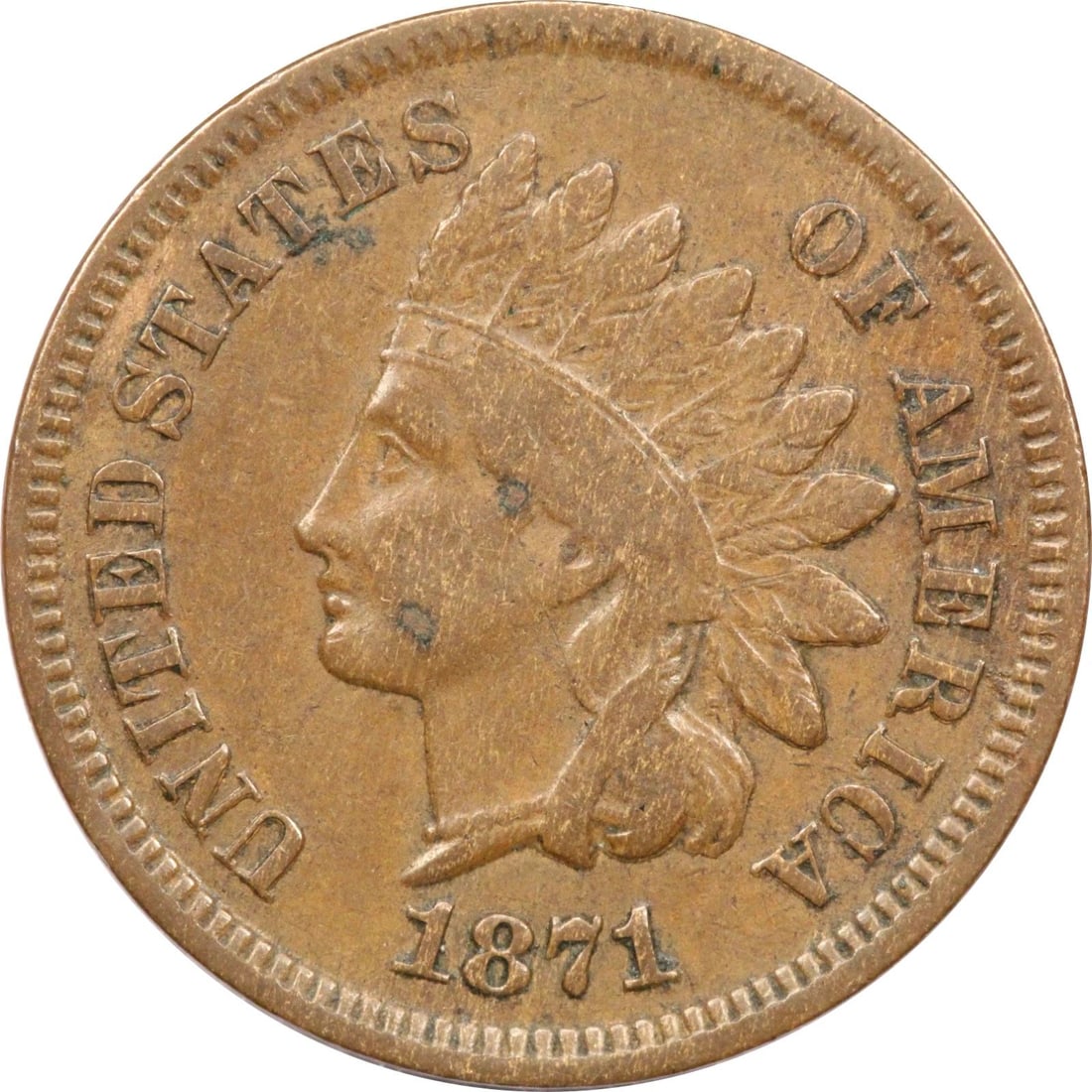 1871 INDIAN HEAD CENT 1C, VERY FINE VF+ (1 of 2)