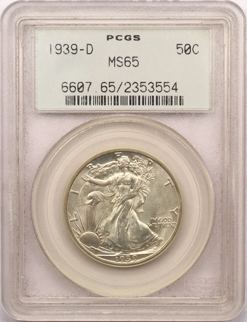 1939-D WALKING LIBERTY HALF DOLLAR 50C, PCGS MS65 OGH, GEM UNCIRCULATED BU: 1939-D WALKING LIBERTY HALF DOLLAR 50C, PCGS MS65 OGH, GEM UNCIRCULATED BU 1939-D Walking Liberty Half Dollar 50C, PCGS MS65 OGH, Gem Uncirculated BU THE ITEM(S) IN THE PHOTO(S) IS THE EXACT ITEM(S) Y