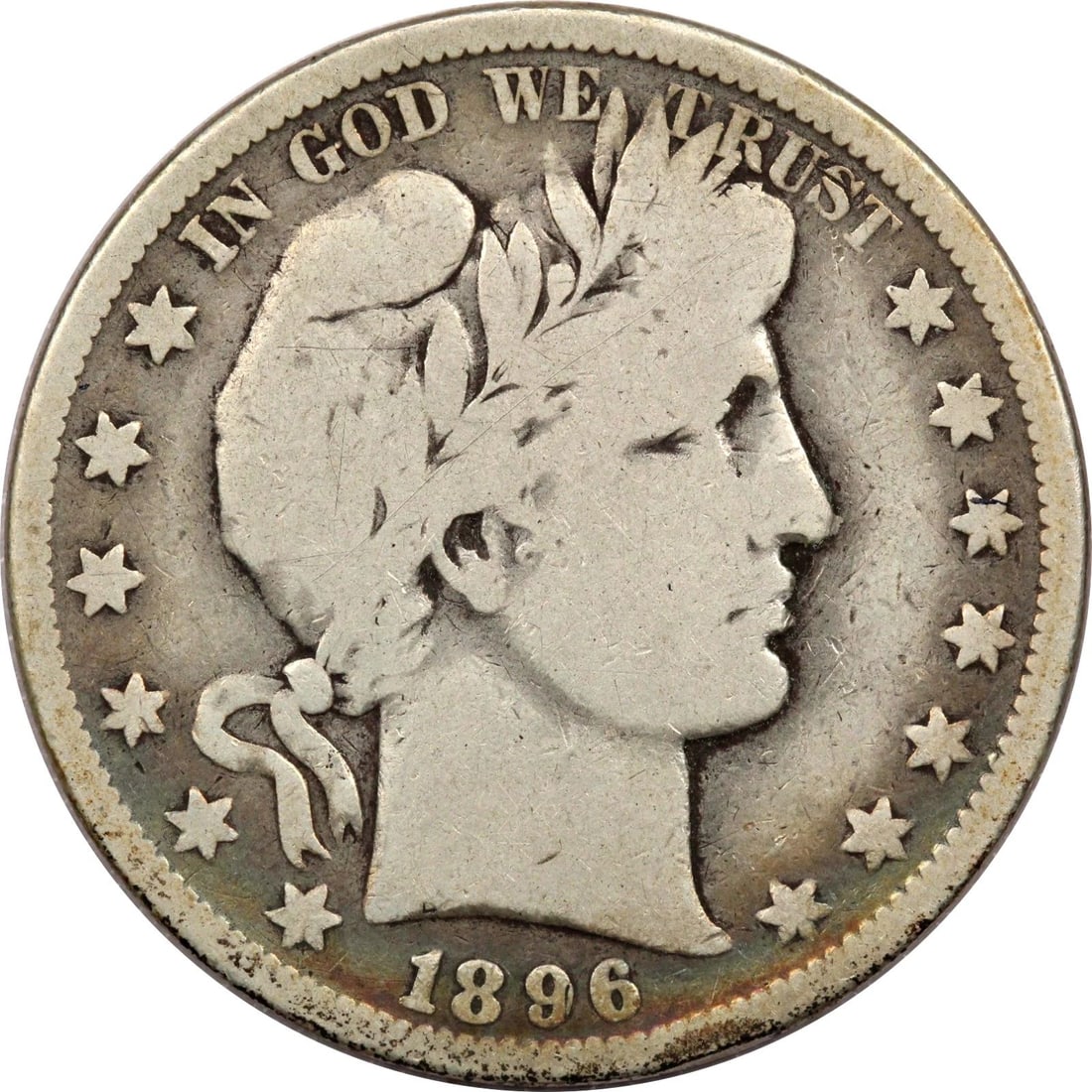 1896-O BARBER HALF DOLLAR 50C, VERY GOOD VG+ (1 of 2)