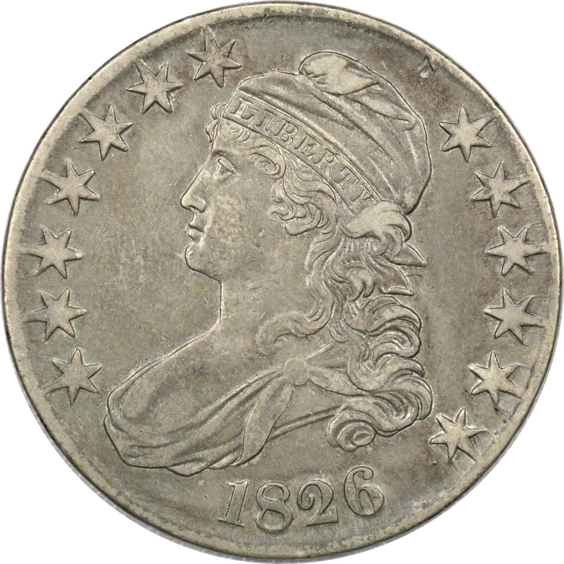 1826 CAPPED BUST HALF DOLLAR 50C, VF/XF CONDITION (1 of 2)
