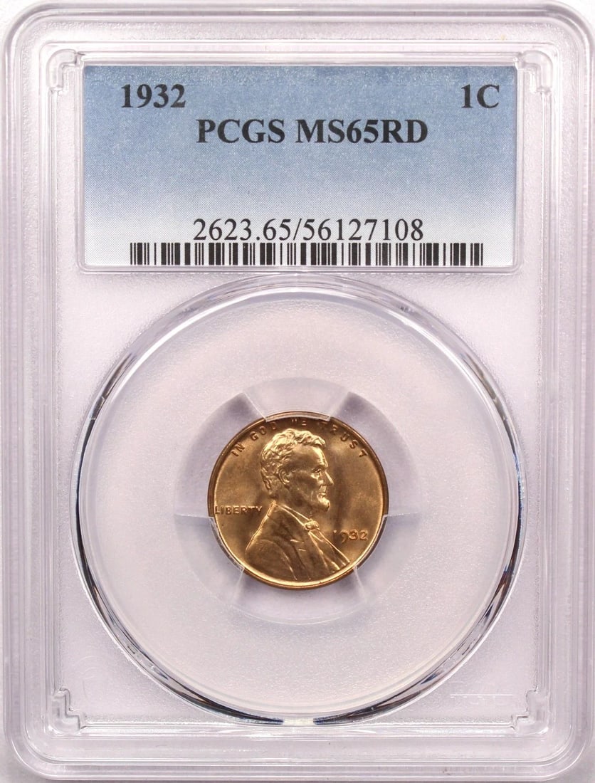 1932 LINCOLN WHEAT CENT 1C, PCGS MS65RD RED, GEM UNCIRCULATED BU (1 of 2)