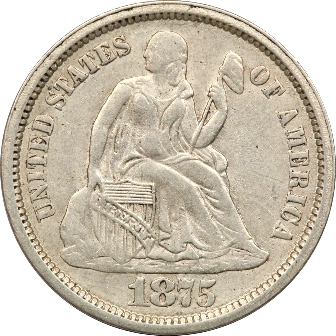 1875-S MM ABOVE SEATED LIBERTY DIME 10C, EXTREMELY FINE XF+: 1875-S MM ABOVE SEATED LIBERTY DIME 10C, EXTREMELY FINE XF+ 1875-S MM Above Seated Liberty Dime 10C, Extremely Fine XF+ THE ITEM(S) IN THE PHOTO(S) IS THE EXACT ITEM(S) YOU WILL RECEIVE!