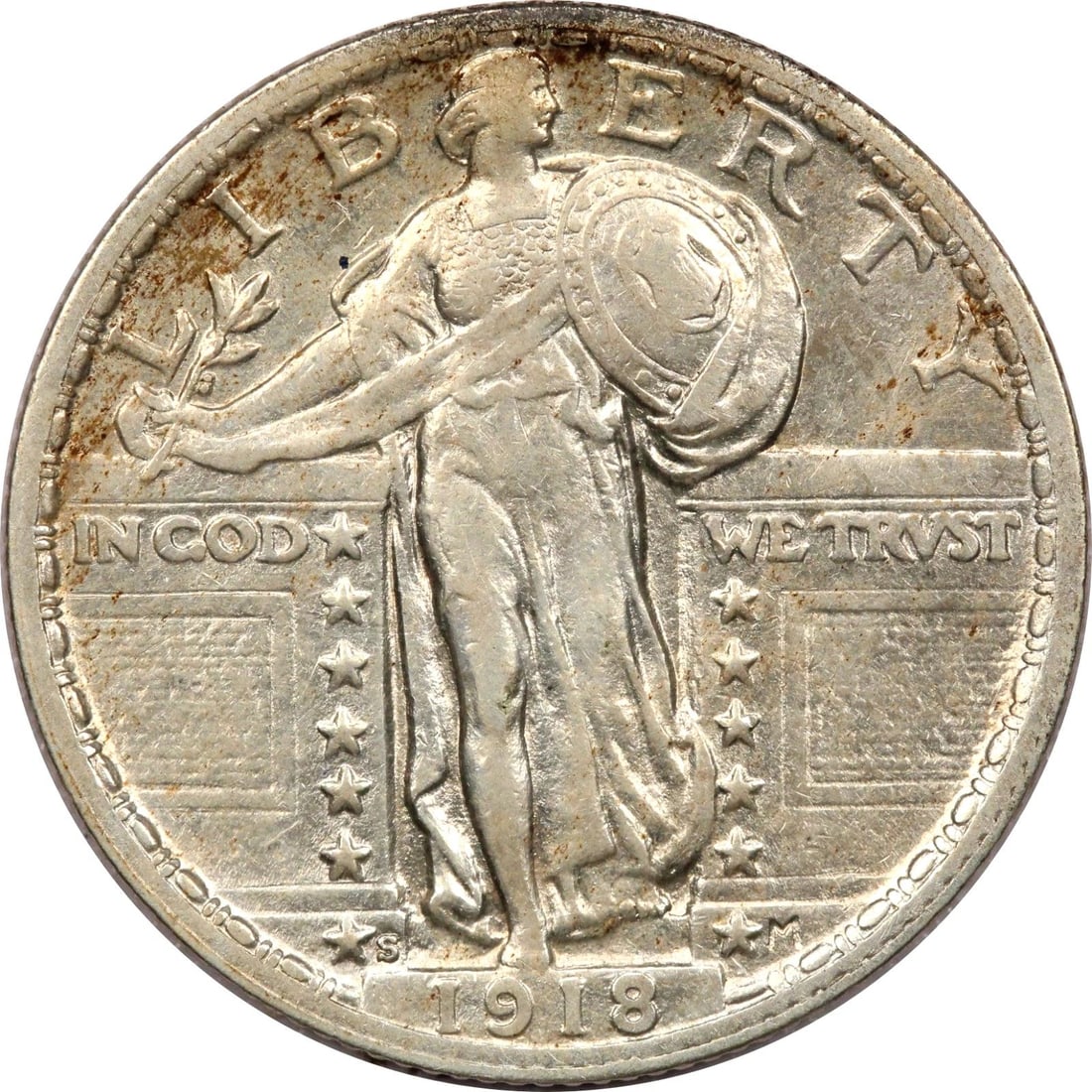 1918-S STANDING LIBERTY QUARTER 25C, ABOUT UNCIRCULATED AU: 1918-S STANDING LIBERTY QUARTER 25C, ABOUT UNCIRCULATED AU 1918-S Standing Liberty Quarter 25C, About Uncirculated AU THE ITEM(S) IN THE PHOTO(S) IS THE EXACT ITEM(S) YOU WILL RECEIVE!