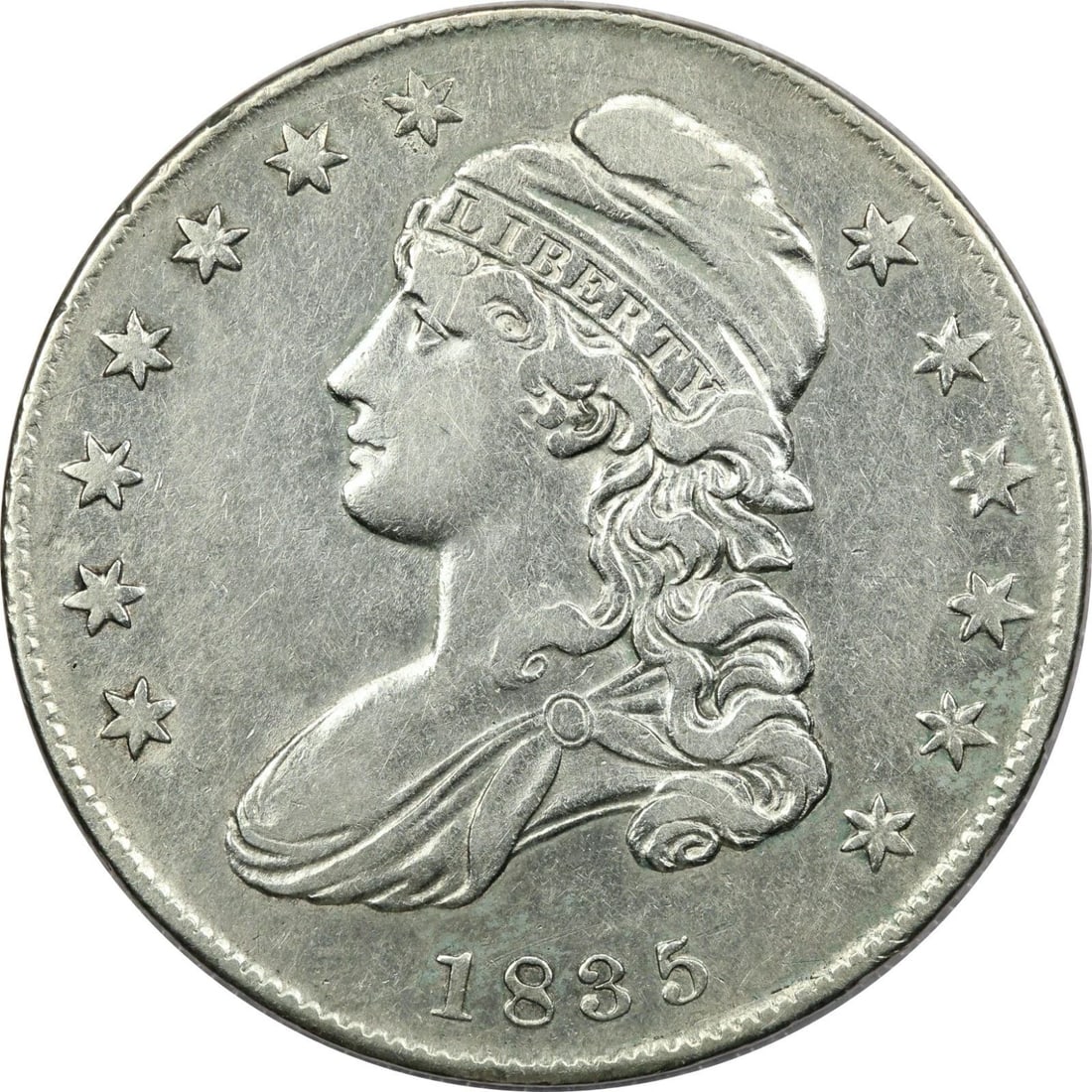 1835 CAPPED BUST HALF DOLLAR 50C, EXTREMELY FINE XF+, LIGHTLY CLEANED (1 of 2)