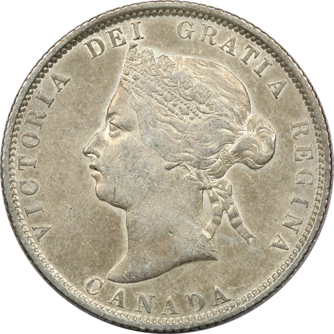 1872 H CANADA 25 CENTS QUARTER, ABOUT UNCIRCULATED AU, KM# 5 (1 of 2)