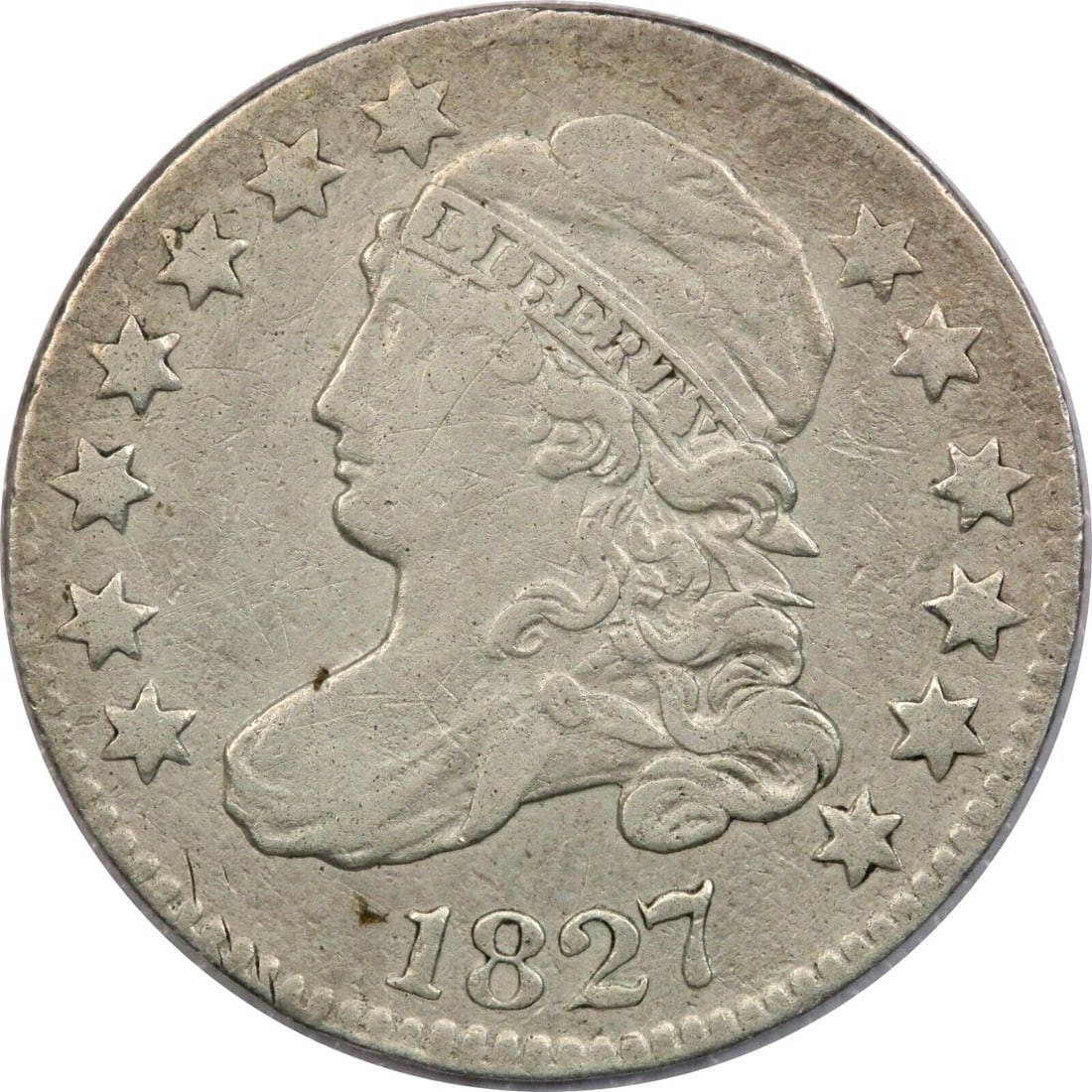 1827 CAPPED BUST DIME 10C, VERY FINE VF+, CLEANED (1 of 2)