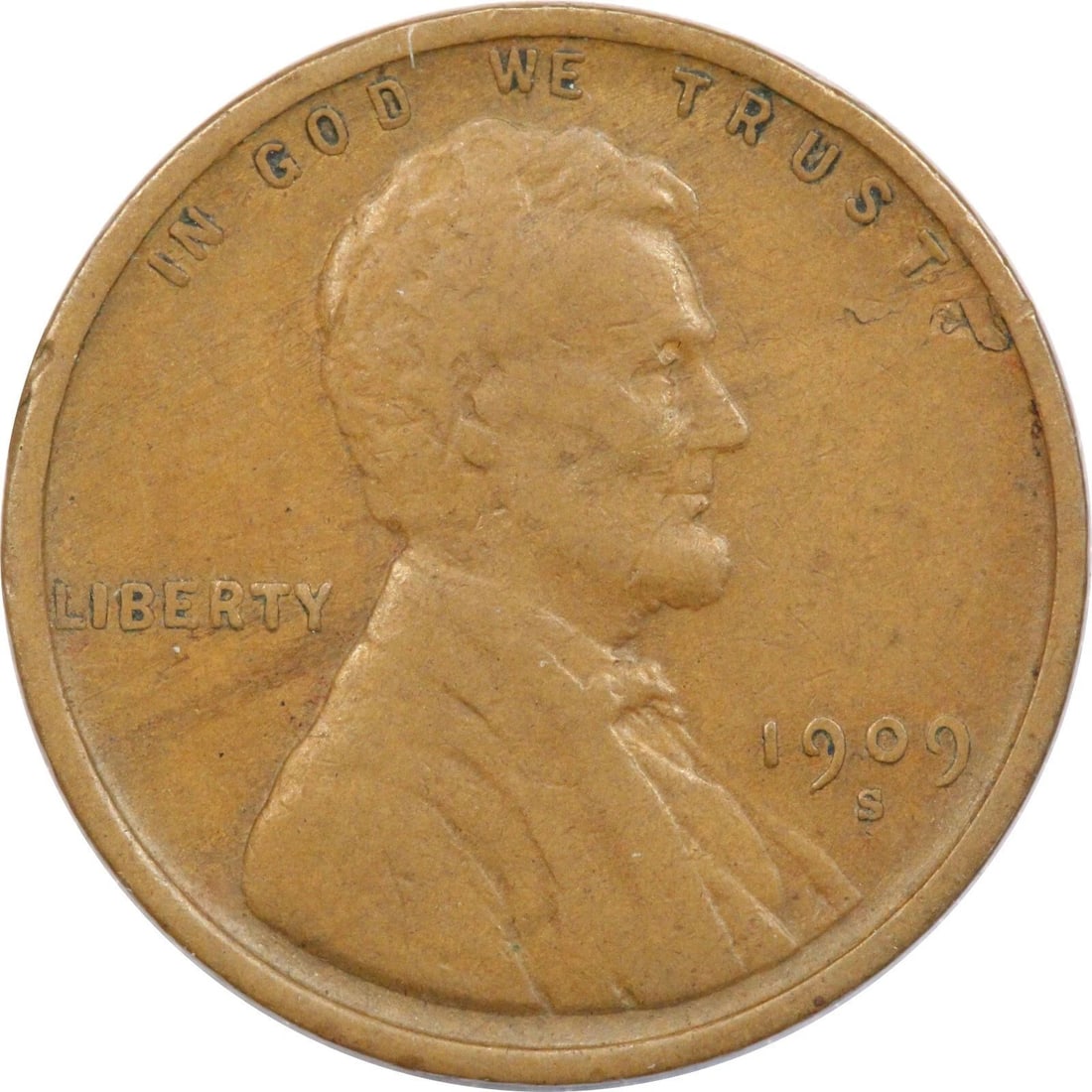 1909-S LINCOLN WHEAT CENT 1C, F/VF CONDITION (1 of 2)
