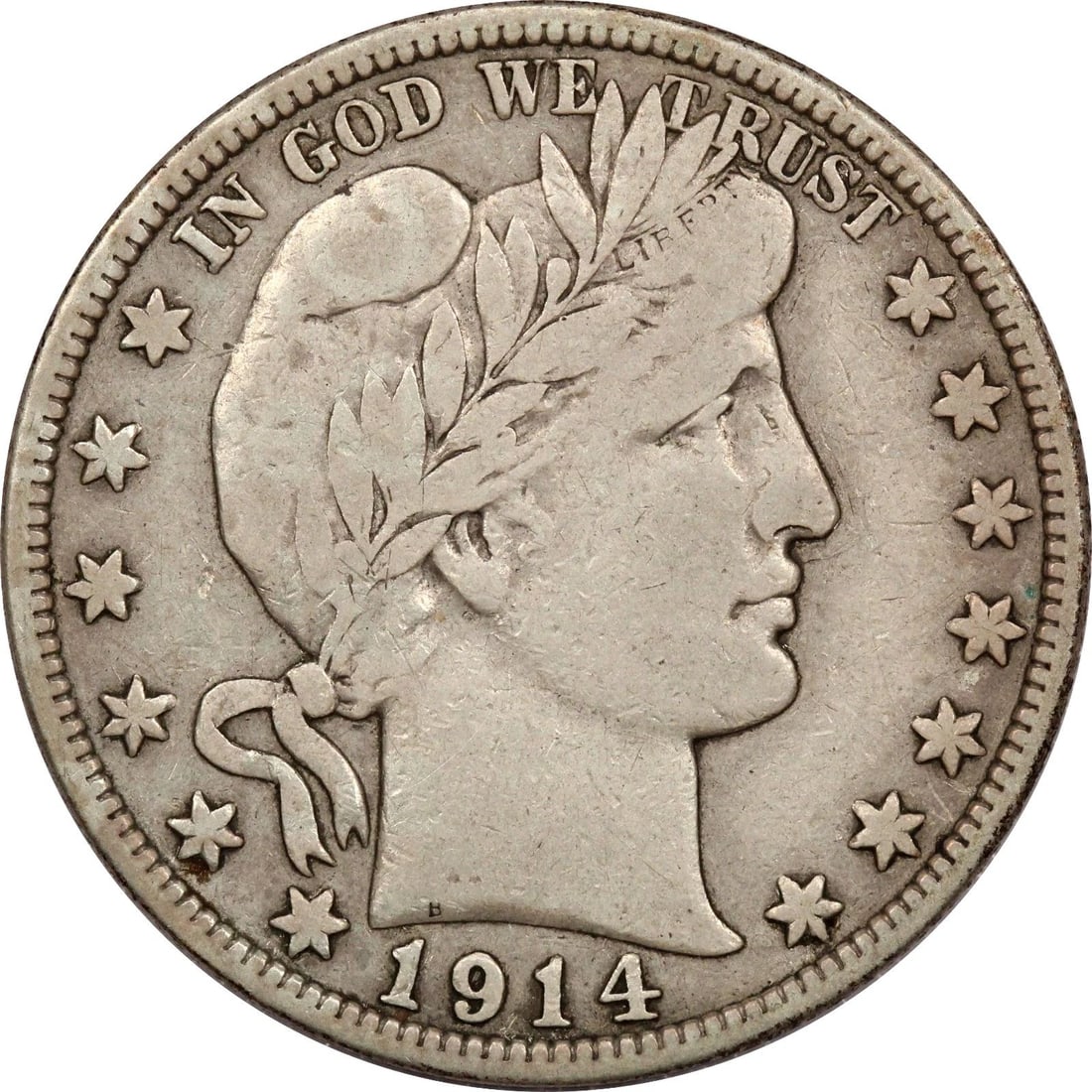 1914-S BARBER HALF DOLLAR 50C, VERY FINE VF (1 of 2)
