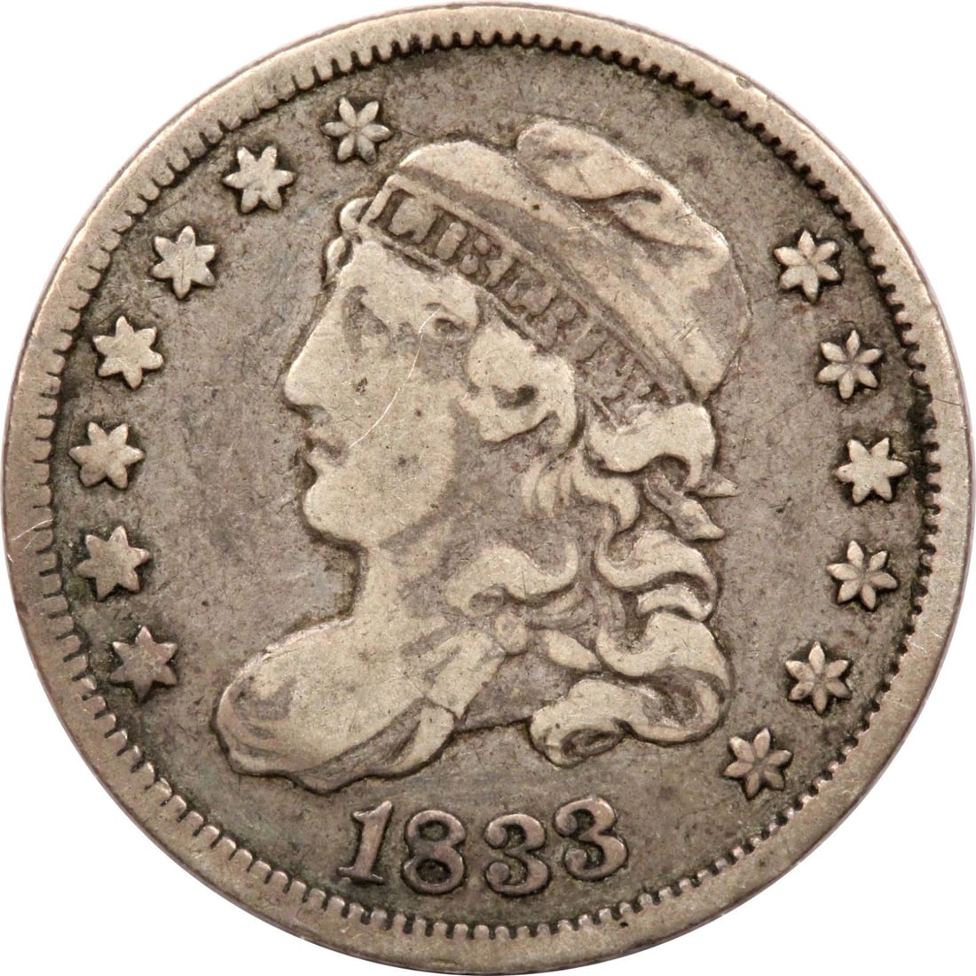 1833 CAPPED BUST HALF DIME H10C, VERY FINE VF (1 of 2)