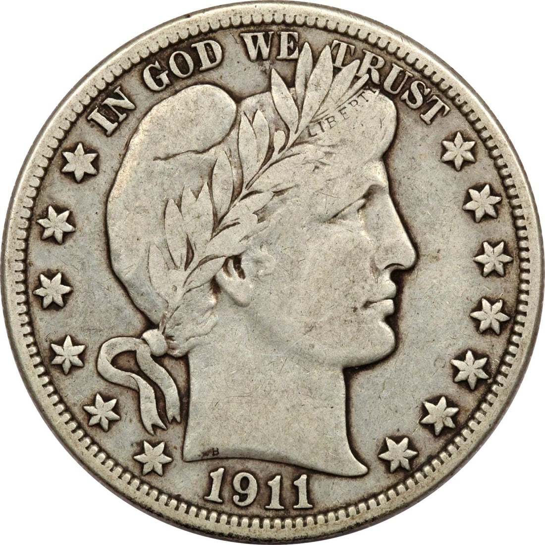 1911 BARBER HALF DOLLAR 50C, VERY FINE VF (1 of 2)