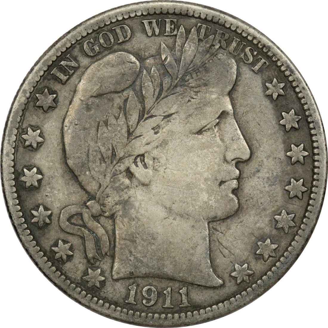 1911 BARBER HALF DOLLAR 50C, VERY FINE VF (1 of 2)