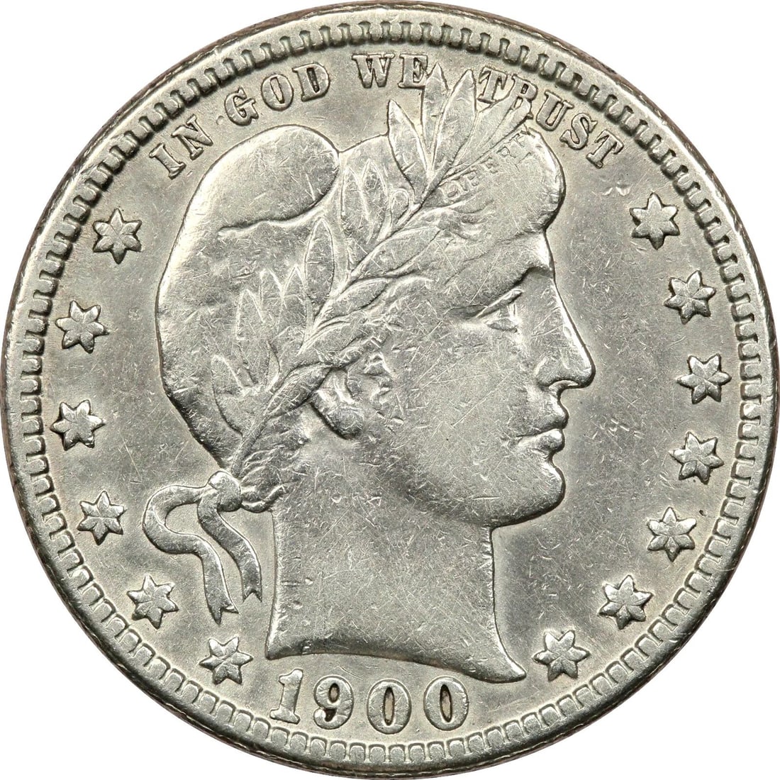 1900-S BARBER QUARTER 25C, EXTREMELY FINE XF, LIGHTLY CLEANED (1 of 2)