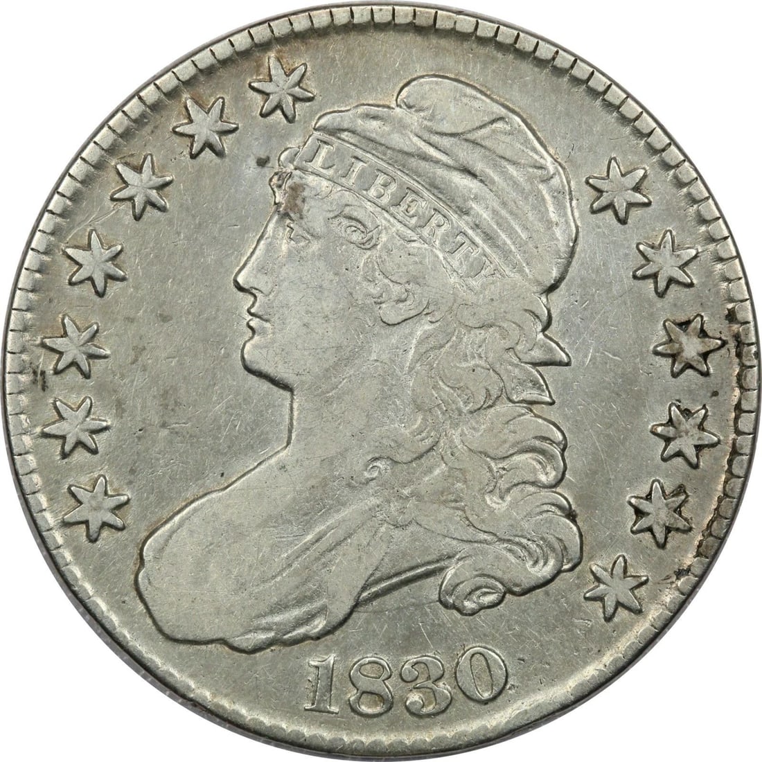 1830 CAPPED BUST HALF DOLLAR 50C, VERY FINE VF, LIGHTLY CLEANED (1 of 2)