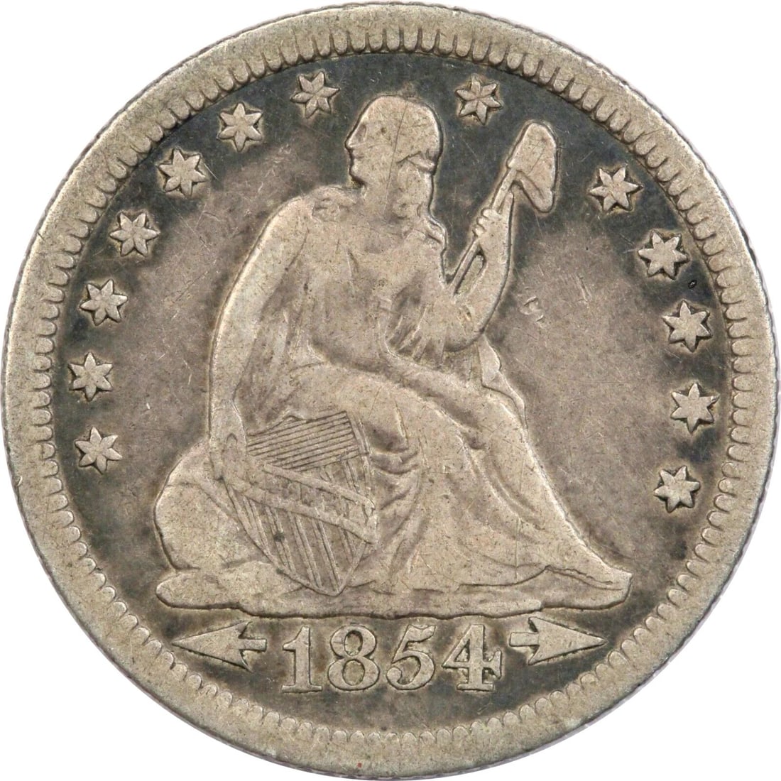 1854-O ARROWS SEATED LIBERTY QUARTER 25C, VERY FINE VF: 1854-O ARROWS SEATED LIBERTY QUARTER 25C, VERY FINE VF 1854-O Arrows Seated Liberty Quarter 25C, Very Fine VF THE ITEM(S) IN THE PHOTO(S) IS THE EXACT ITEM(S) YOU WILL RECEIVE!