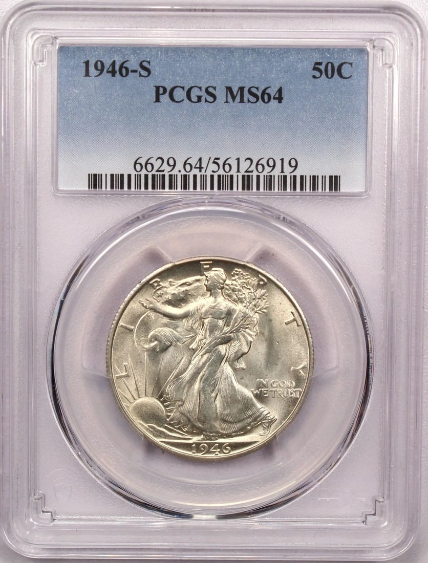 1946-S WALKING LIBERTY HALF DOLLAR 50C, PCGS MS64, CHOICE UNCIRCULATED BU (1 of 2)