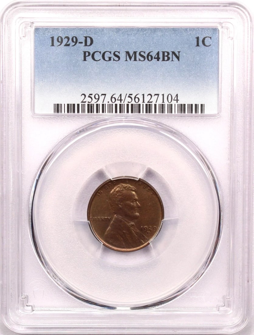 1929-D LINCOLN WHEAT CENT 1C, PCGS MS64BN BROWN, CHOICE UNCIRCULATED BU (1 of 2)