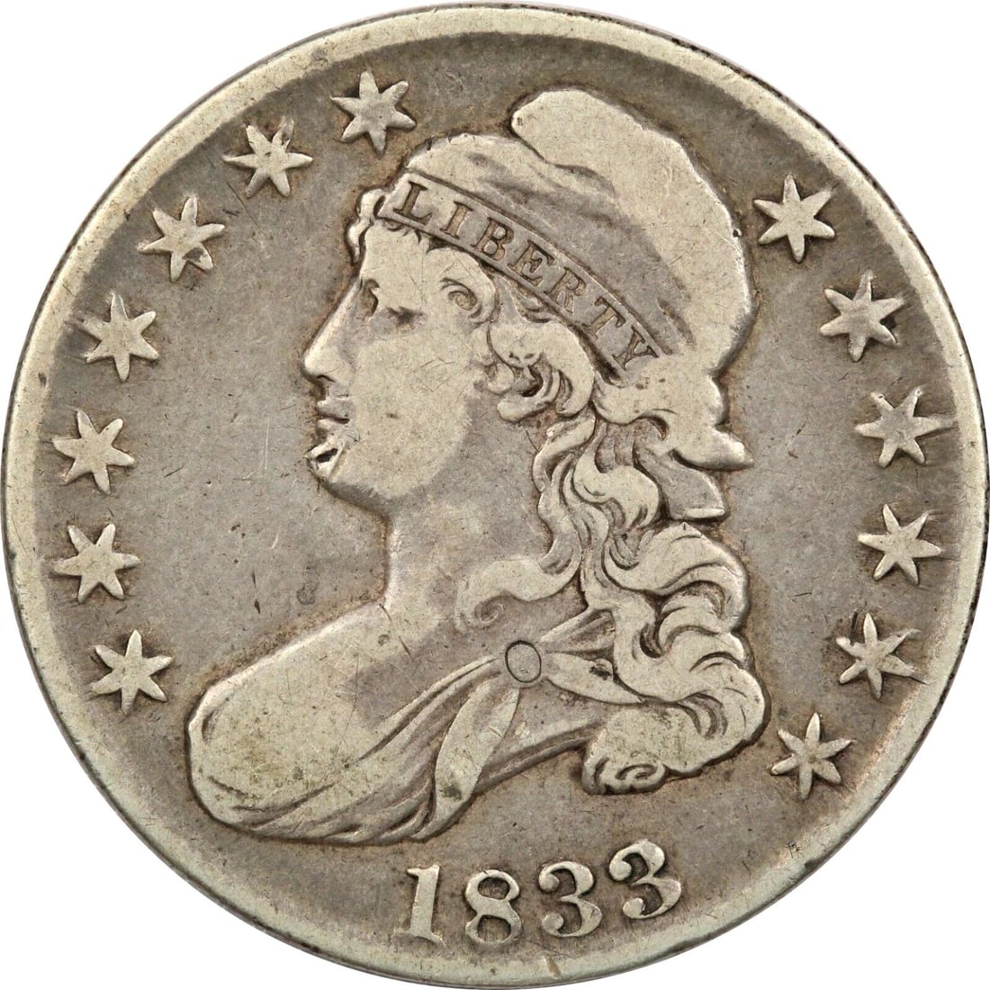 1833 CAPPED BUST HALF DOLLAR 50C, VERY FINE VF (1 of 2)