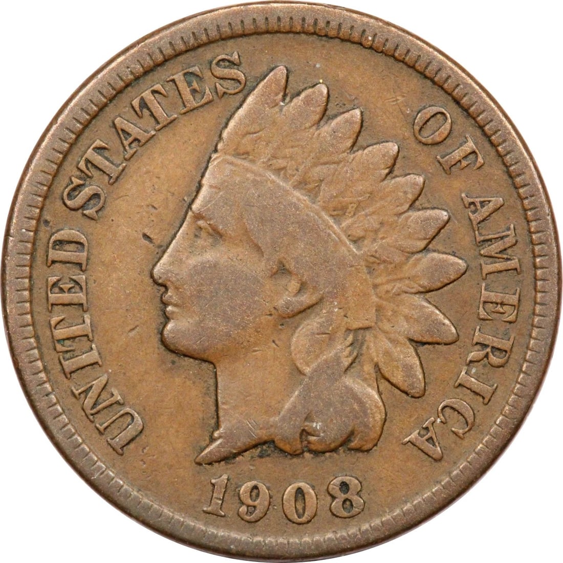1908-S INDIAN HEAD CENT 1C, FINE F (1 of 2)