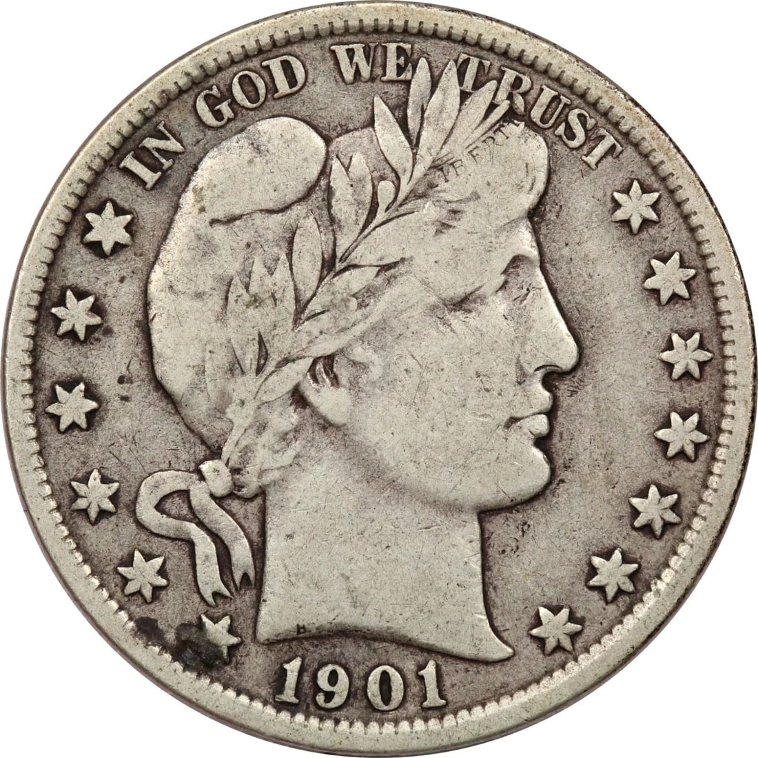 1901 BARBER HALF DOLLAR 50C, VERY FINE VF (1 of 2)