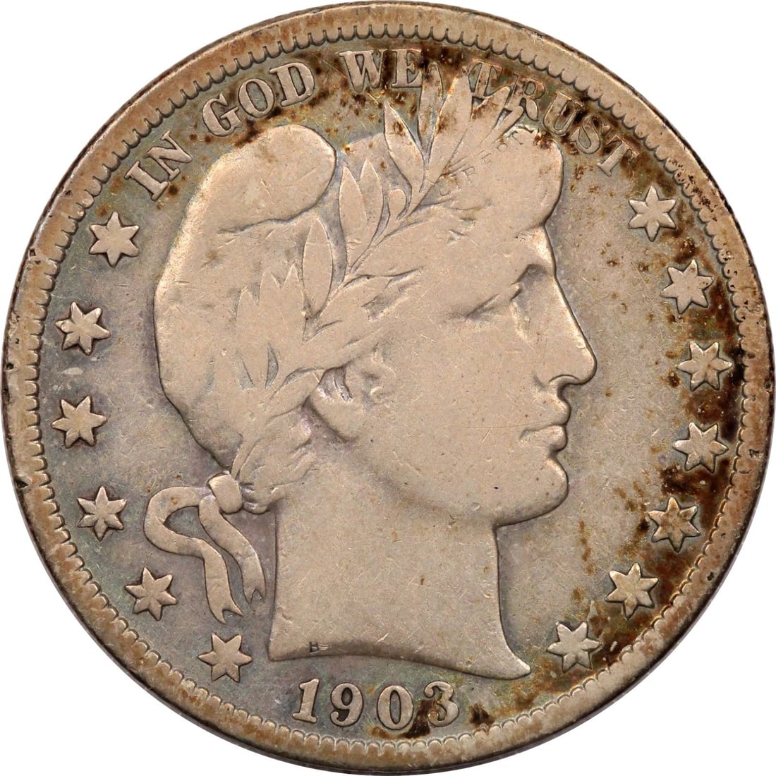 1903-S BARBER HALF DOLLAR 50C, FINE F: 1903-S BARBER HALF DOLLAR 50C, FINE F 1903-S Barber Half Dollar 50C, Fine F THE ITEM(S) IN THE PHOTO(S) IS THE EXACT ITEM(S) YOU WILL RECEIVE!