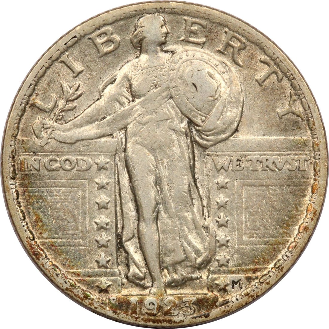 1923 STANDING LIBERTY QUARTER 25C, ABOUT UNCIRCULATED AU, TONED: 1923 STANDING LIBERTY QUARTER 25C, ABOUT UNCIRCULATED AU, TONED 1923 Standing Liberty Quarter 25C, About Uncirculated AU, Toned THE ITEM(S) IN THE PHOTO(S) IS THE EXACT ITEM(S) YOU WILL RECEIVE!