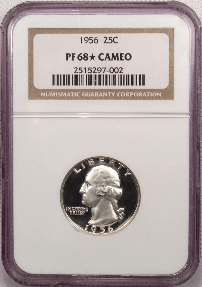 1956 PROOF WASHINGTON QUARTER 25C, NGC PF68* STAR CAMEO, GEM PROOF EYE APPEAL (1 of 2)