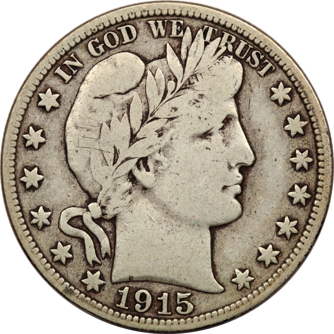 1915-S BARBER HALF DOLLAR 50C, FINE F+ (1 of 2)