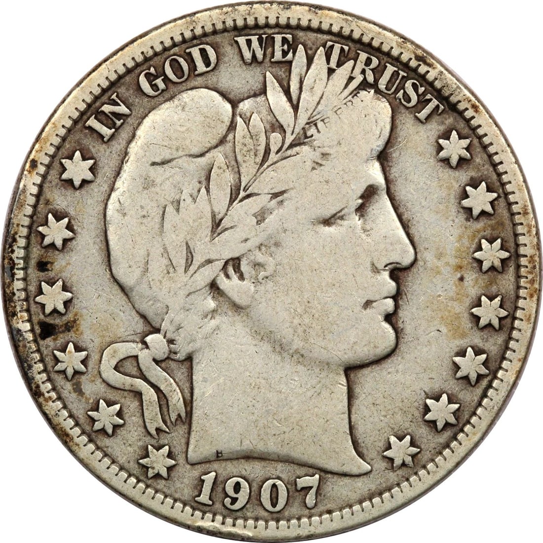 1907 BARBER HALF DOLLAR 50C, FINE F (1 of 2)