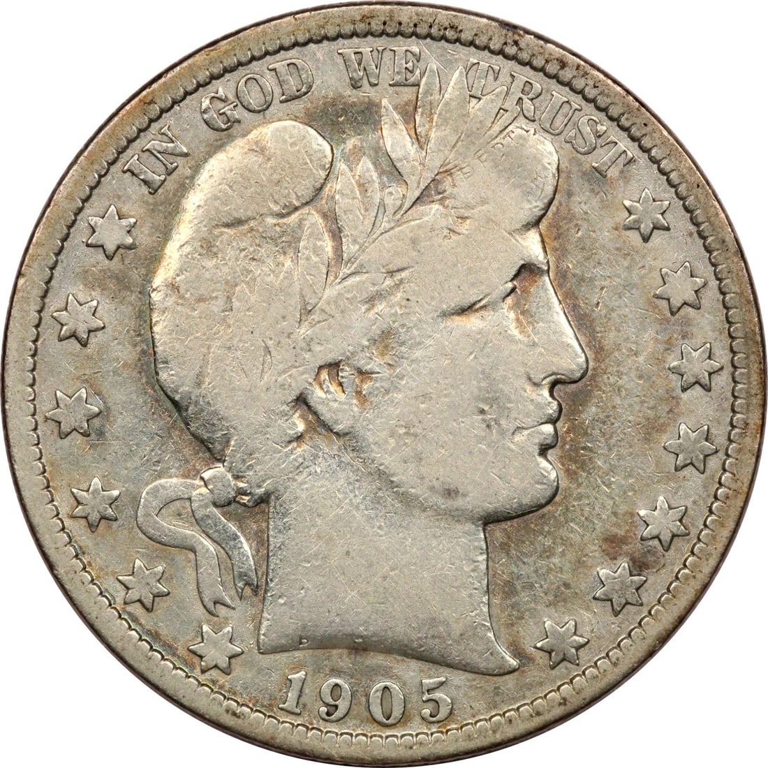 1905-S BARBER HALF DOLLAR 50C, FINE F, CLEANED (1 of 2)