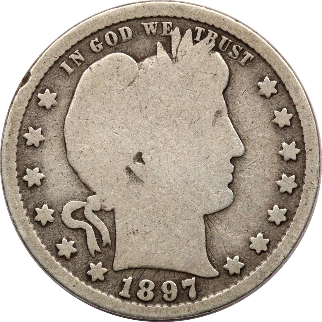 1897-S BARBER QUARTER 25C, GOOD G (1 of 2)