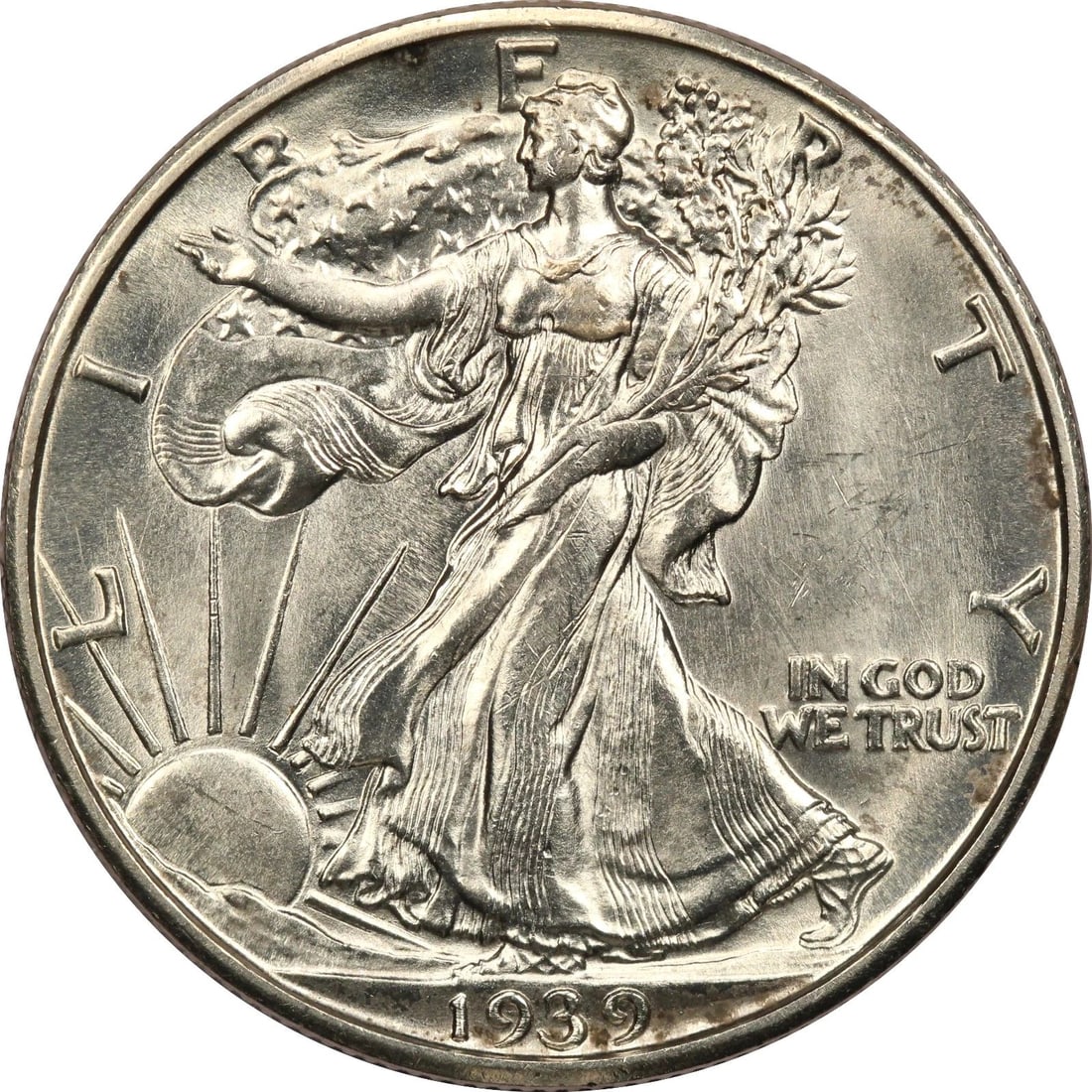 1939-D WALKING LIBERTY HALF DOLLAR 50C, CHOICE UNCIRCULATED BU: 1939-D WALKING LIBERTY HALF DOLLAR 50C, CHOICE UNCIRCULATED BU 1939-D Walking Liberty Half Dollar 50C, Choice Uncirculated BU THE ITEM(S) IN THE PHOTO(S) IS THE EXACT ITEM(S) YOU WILL RECEIVE!