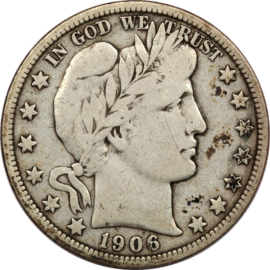 1906-D BARBER HALF DOLLAR 50C, FINE F (1 of 2)