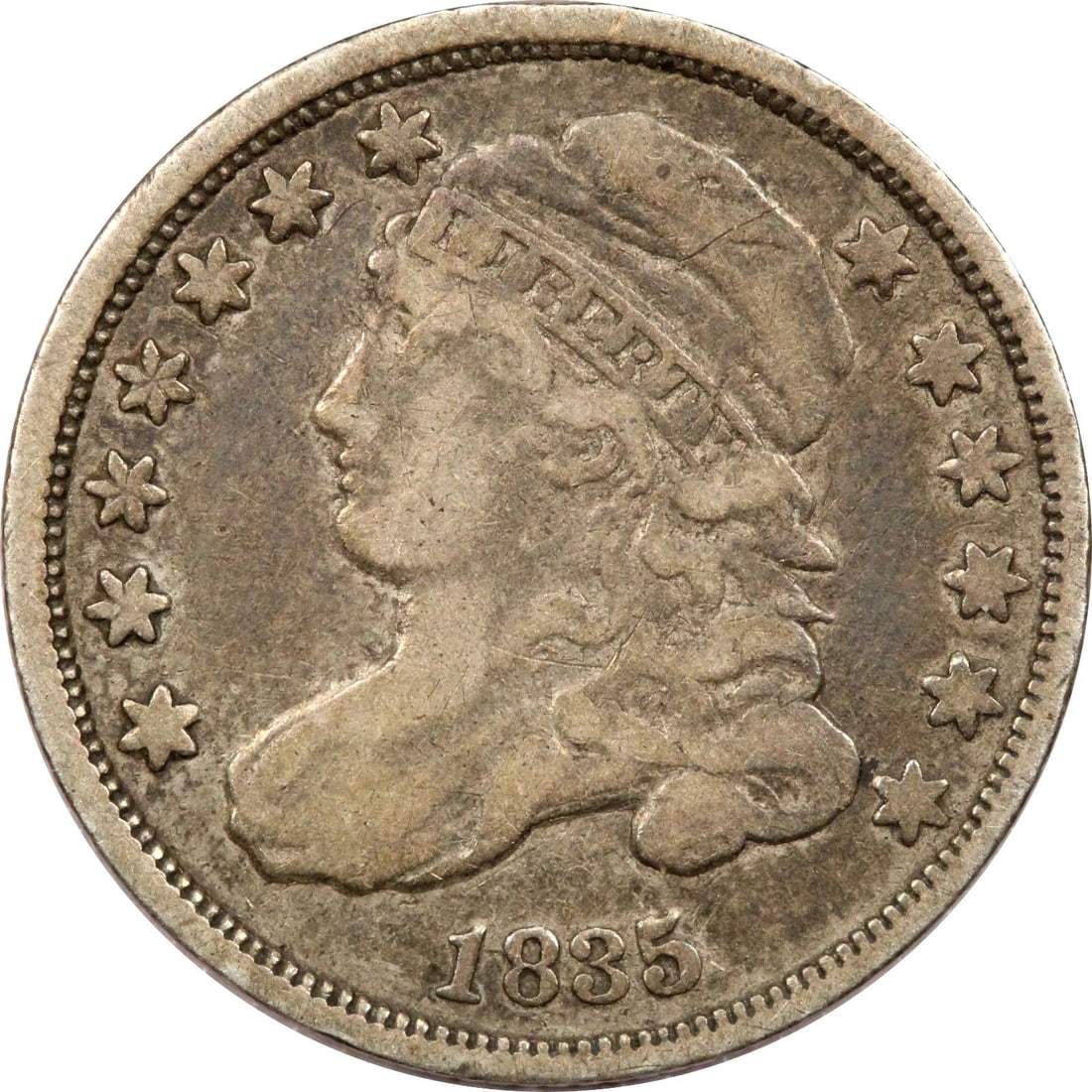 1835 CAPPED BUST DIME 10C, F/VF CONDITION, ORIGINAL SURFACES (1 of 2)