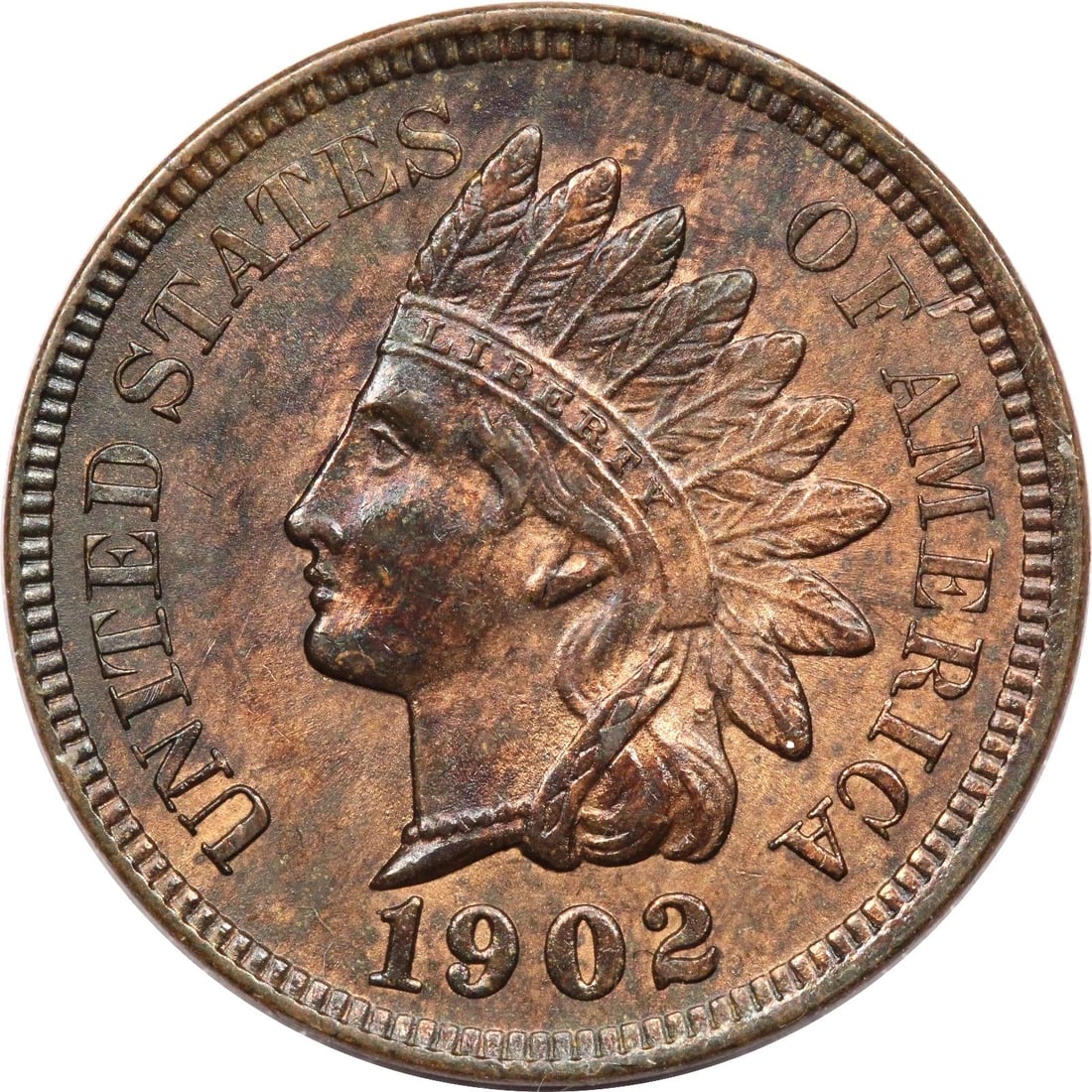 1902 INDIAN HEAD CENT 1C, UNCIRCULATED BU, RED & BROWN RB (1 of 2)