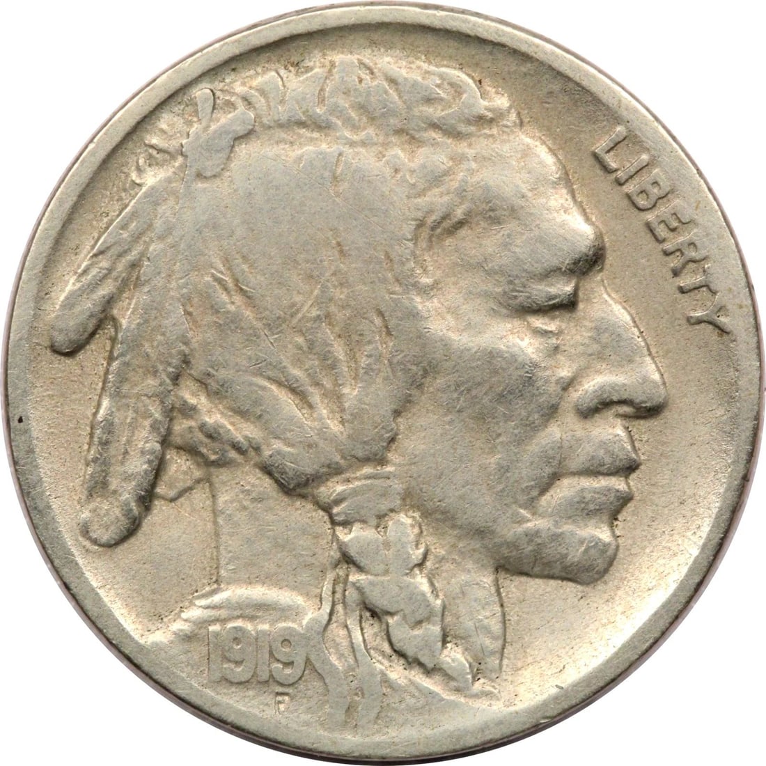 1919-D BUFFALO NICKEL 5C, VERY FINE VF (1 of 2)