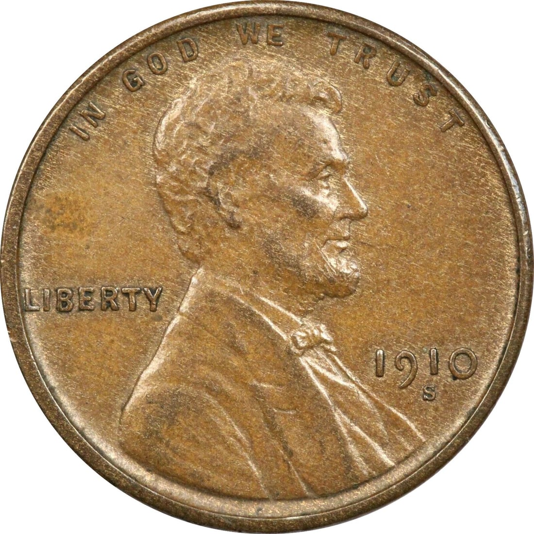 1910-S LINCOLN WHEAT CENT, ABOUT UNCIRCULATED AU+ (1 of 2)