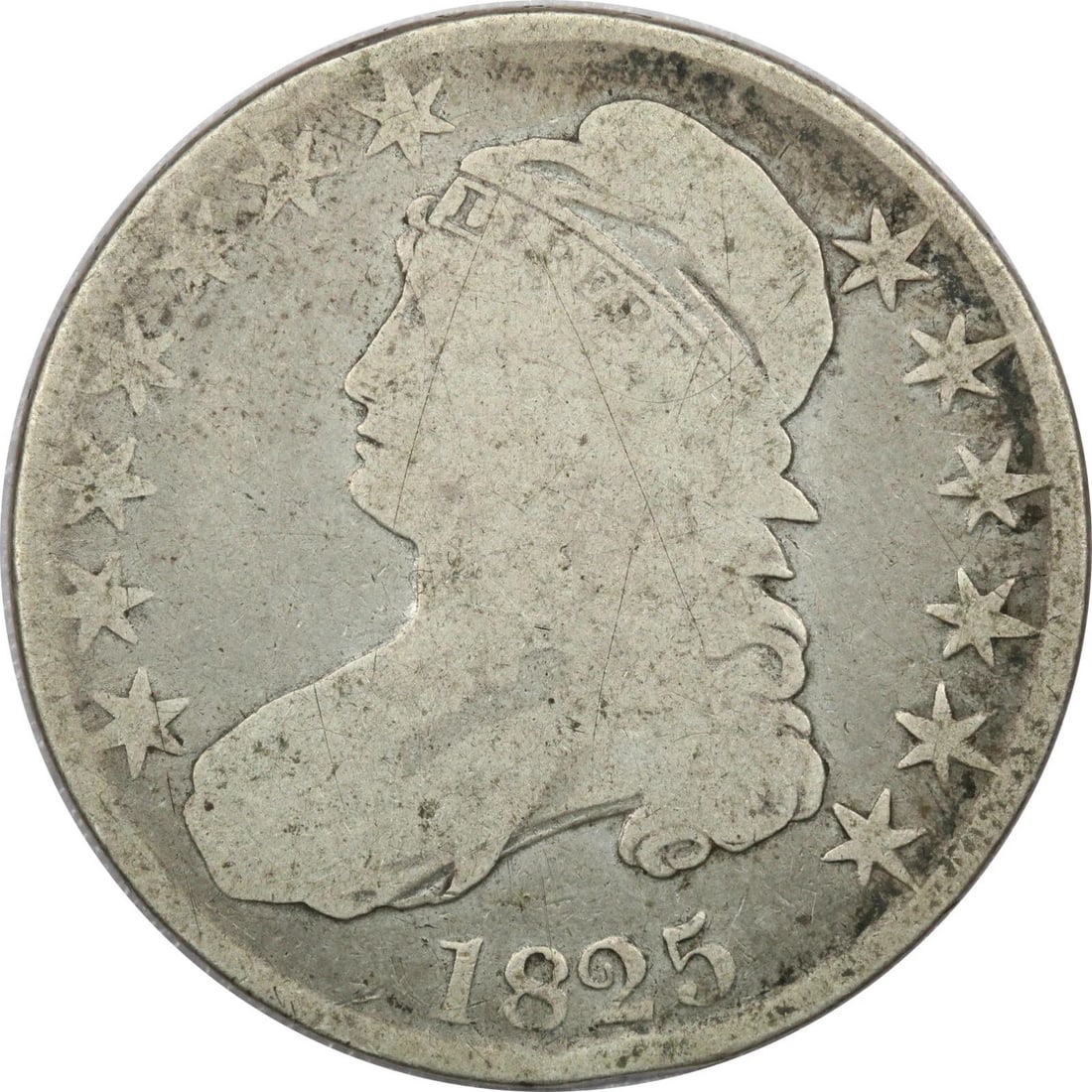 1825 CAPPED BUST HALF DOLLAR 50C, GOOD G (1 of 2)
