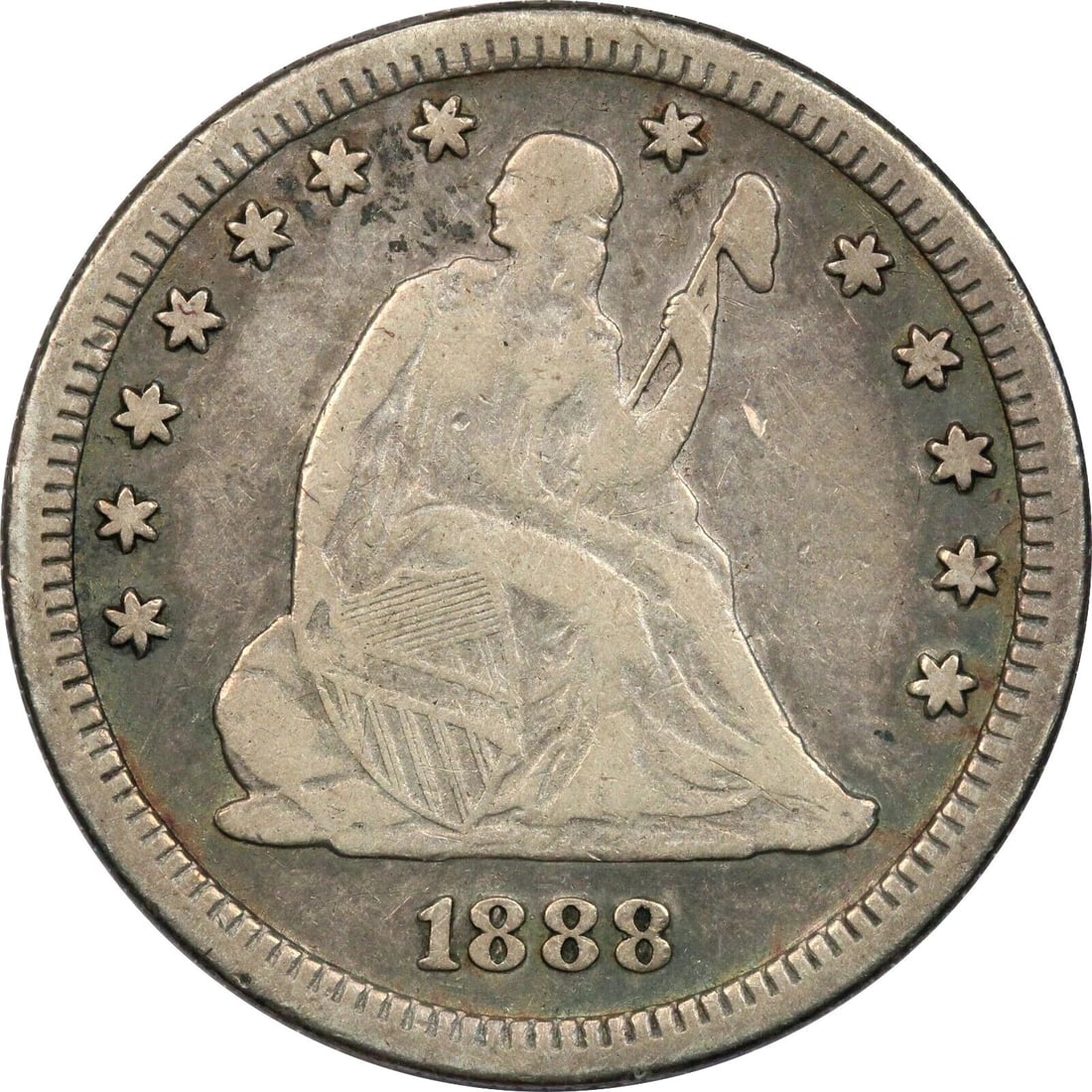 1888-S SEATED LIBERTY QUARTER 25C, VERY FINE VF: 1888-S SEATED LIBERTY QUARTER 25C, VERY FINE VF 1888-S Seated Liberty Quarter 25C, Very Fine VF THE ITEM(S) IN THE PHOTO(S) IS THE EXACT ITEM(S) YOU WILL RECEIVE!