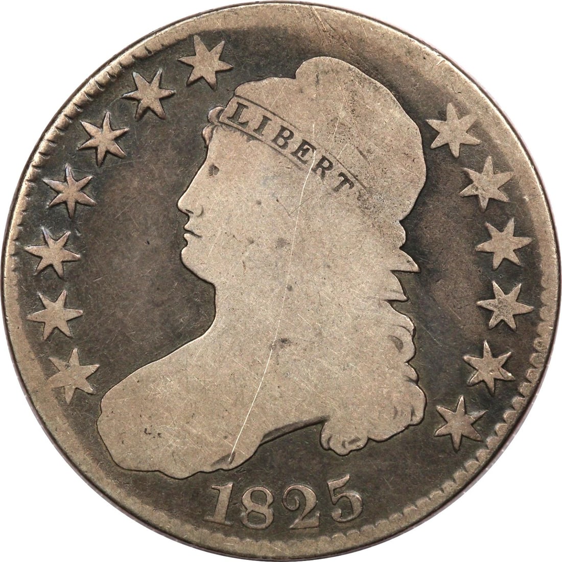 1825 CAPPED BUST HALF DOLLAR 50C, GOOD G (1 of 2)