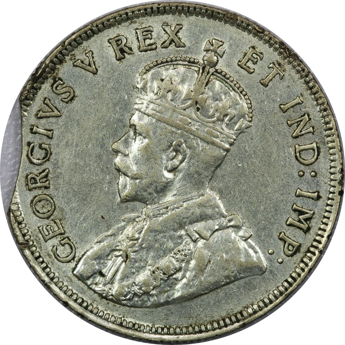 1924 EAST AFRICA 1 SHILLING KM# 21 CLIPPED PLANCHET MINT ERROR, ABOUT UNC AU (1 of 2)