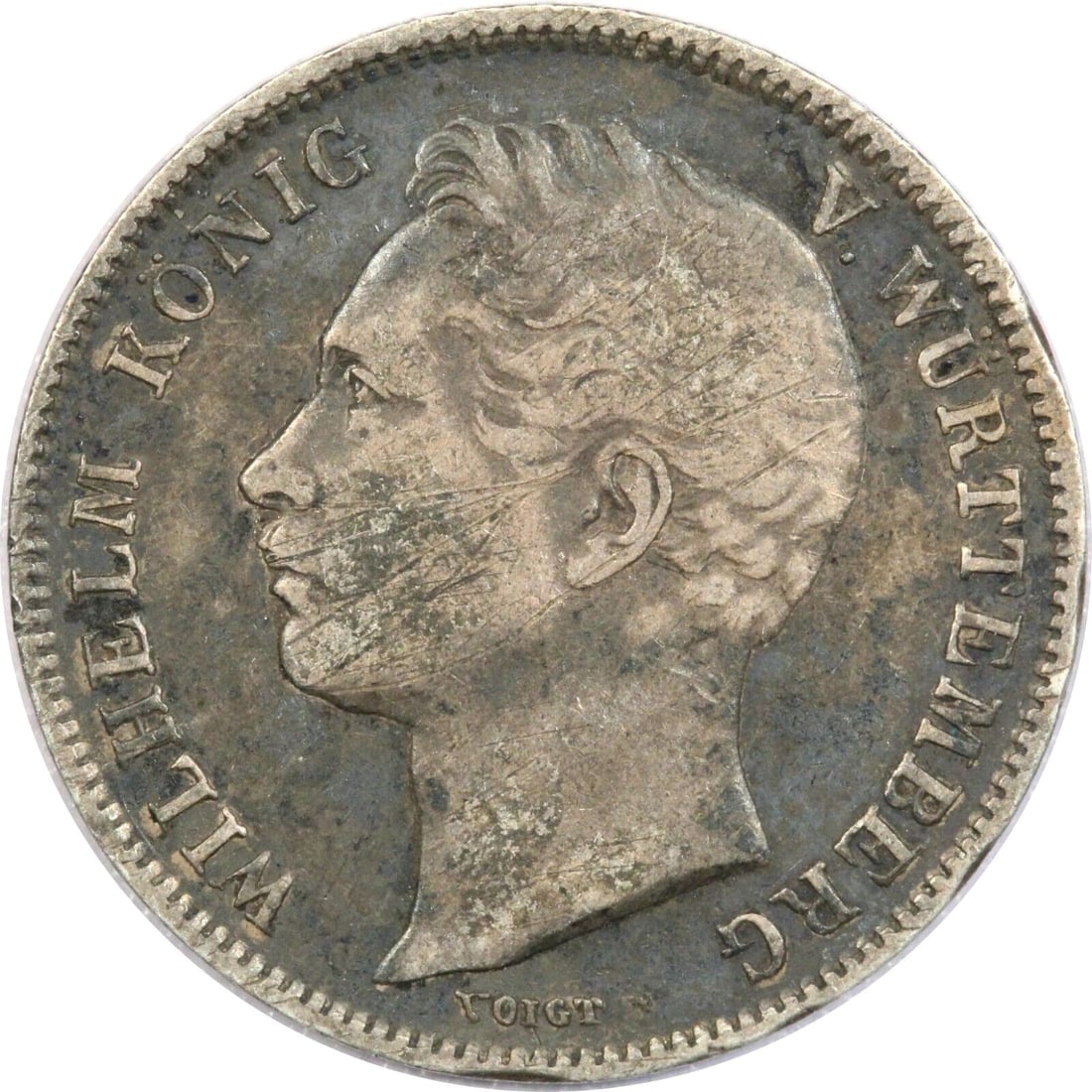 1840 GERMAN STATES WURTTEMBERG 1/2 GULDEN, VERY FINE VF SCRATCHED, KM# 573 (1 of 2)