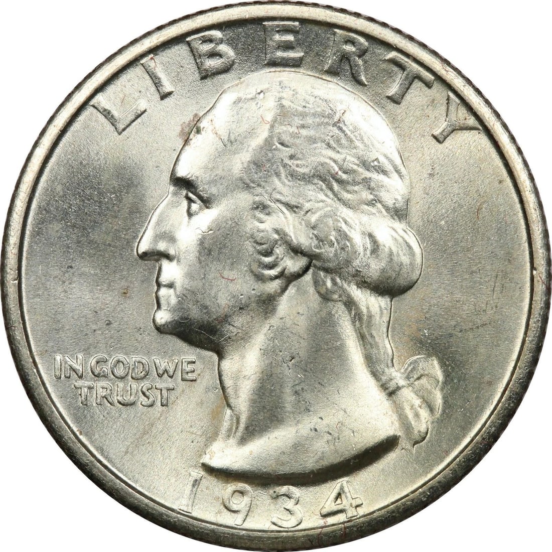 1934 WASHINGTON QUARTER 25C, GEM UNCIRCULATED BU (1 of 2)