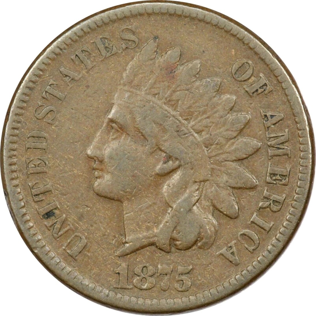 1875 INDIAN HEAD CENT 1C, VERY FINE VF (1 of 2)