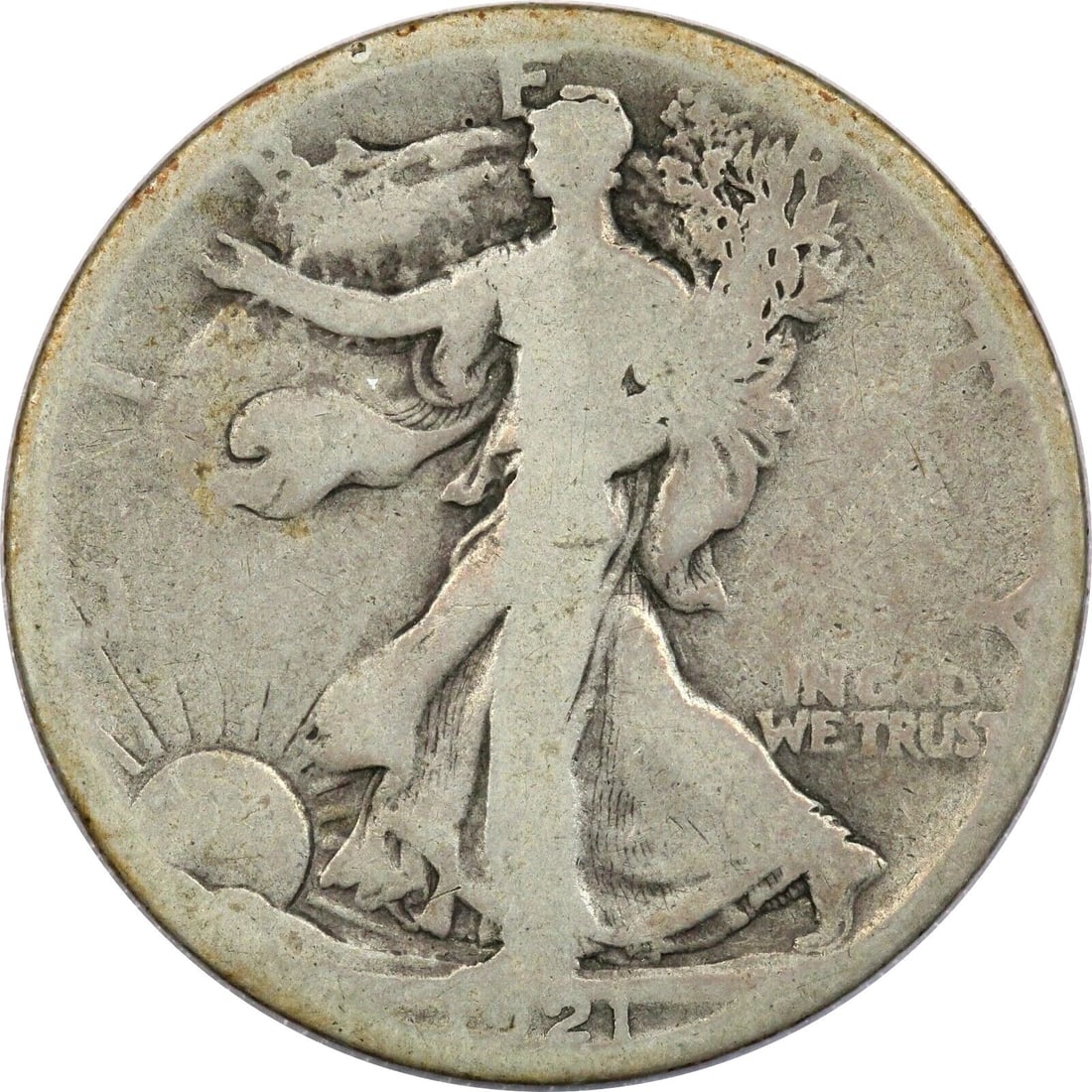 1921-S WALKING LIBERTY HALF DOLLAR 50C, GOOD G: 1921-S WALKING LIBERTY HALF DOLLAR 50C, GOOD G 1921-S Walking Liberty Half Dollar 50C, Good G THE ITEM(S) IN THE PHOTO(S) IS THE EXACT ITEM(S) YOU WILL RECEIVE!