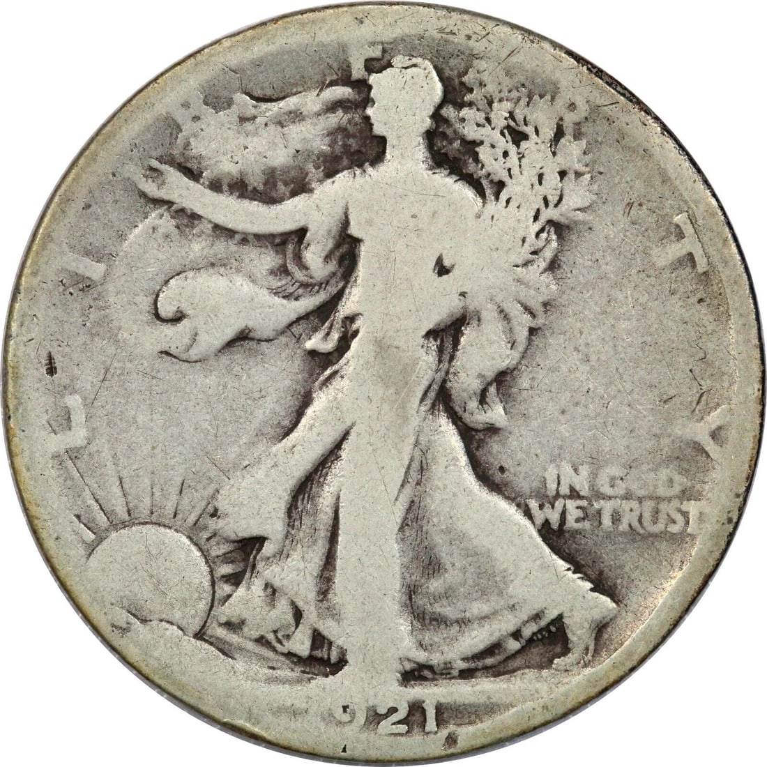 1921-S WALKING LIBERTY HALF DOLLAR 50C, GOOD G: 1921-S WALKING LIBERTY HALF DOLLAR 50C, GOOD G 1921-S Walking Liberty Half Dollar 50C, Good G THE ITEM(S) IN THE PHOTO(S) IS THE EXACT ITEM(S) YOU WILL RECEIVE!