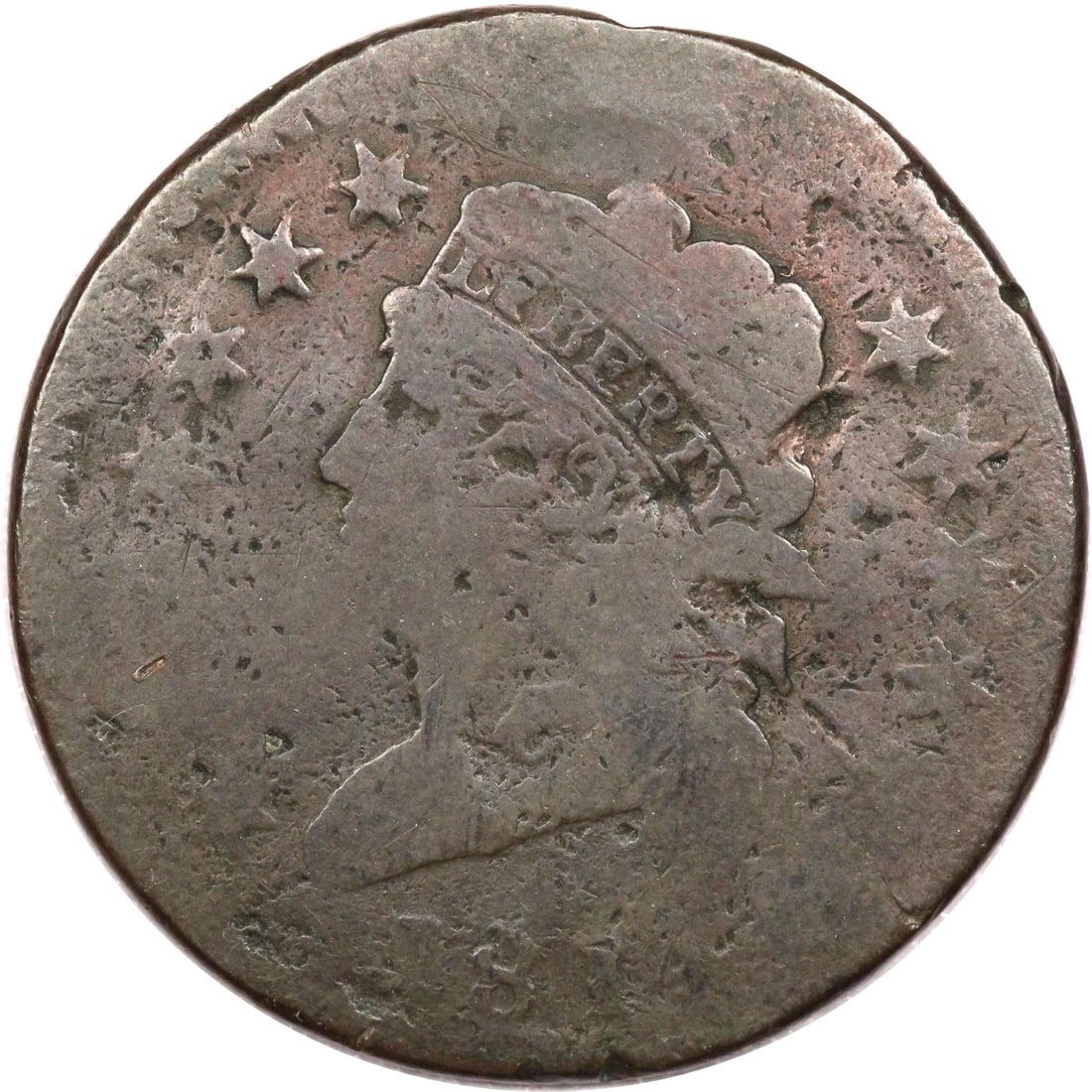 1814 CLASSIC HEAD LARGE CENT 1C, GOOD G, DAMAGED (1 of 2)