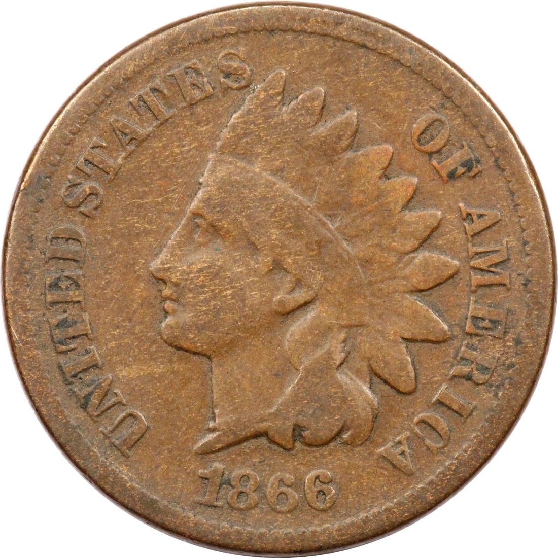 1866 INDIAN HEAD CENT 1C, FINE F (1 of 2)