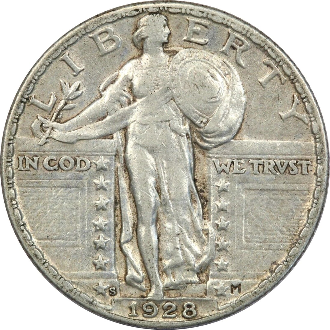 1928-S STANDING LIBERTY QUARTER 25C, EXTREMELY FINE XF (1 of 2)
